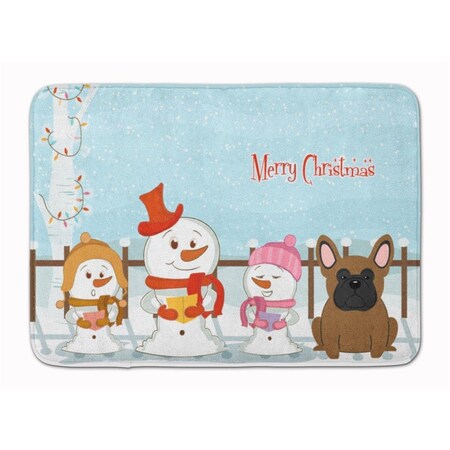 Carolines Treasures Merry Christmas French Bulldog Brown Machine Washable Memory Foam Mat BB2344RUG